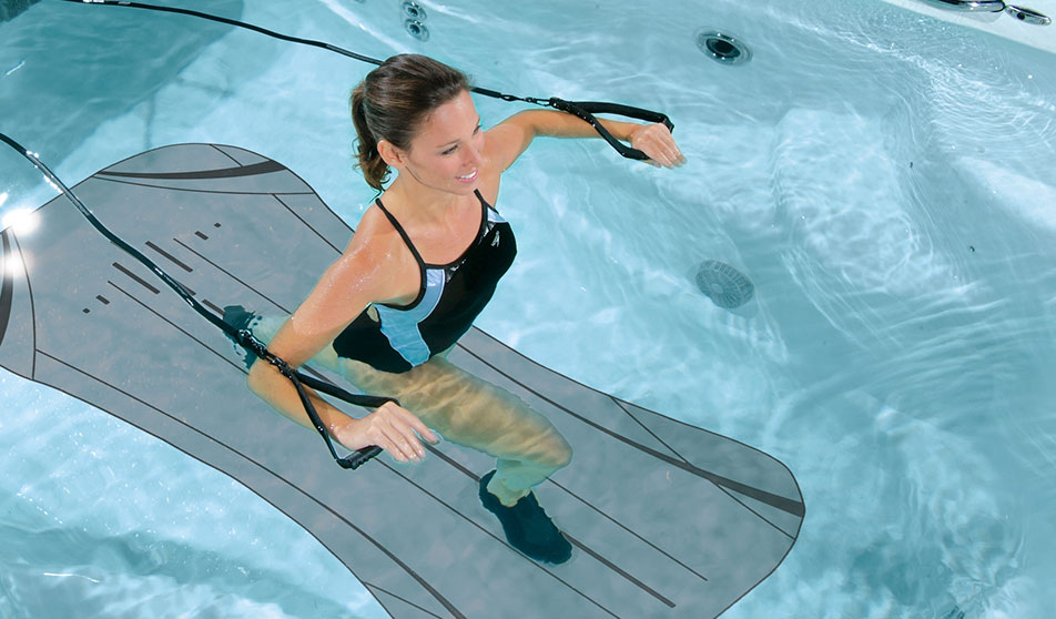 woman using h2x swim spa to exercise